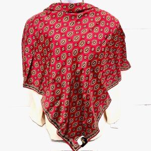 New W-Tag Smooth  Shine  MYACE  PARIS  SILK SCARF   30"  Red Brown Geometric (76